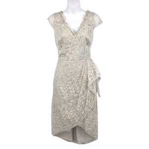 Marchesa Ivory White Lace Sheath Dress Size 4
